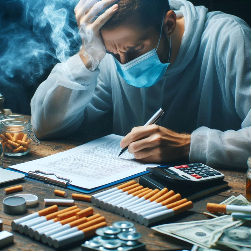 Illustration of a person creating a detailed plan on a calendar to manage nicotine withdrawal symptoms.