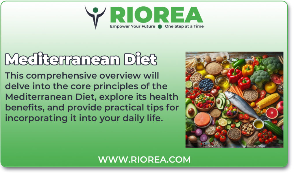 Mediterranean Diet Guide featuring a variety of healthy foods