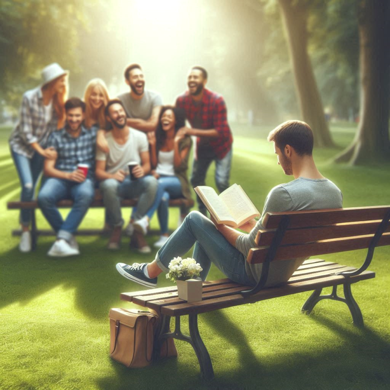 A person relaxing with a book in one hand and a phone in the other, symbolizing the balance between solitude and meaningful social connection.
